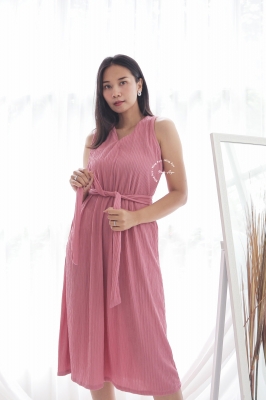 Kimmy Midi Dress Kutung Plisket - NADR 10 Pink